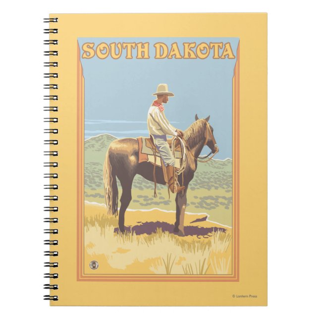 Cowboy (Side View)South Dakota Anteckningsbok Med Spiral (Framsidan)