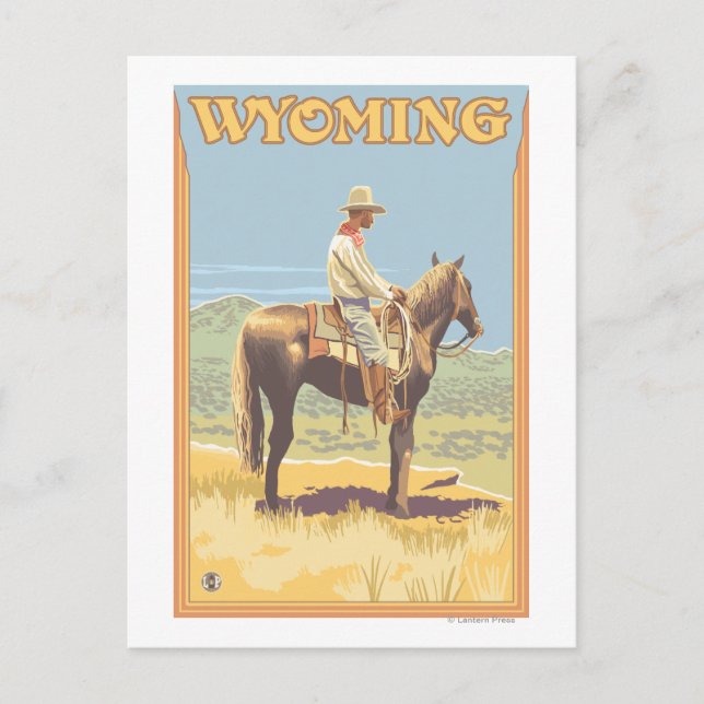 Cowboy (Side View)Wyoming Vykort (Framsida)