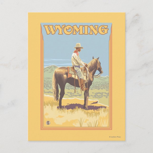 Cowboy (Side View)Wyoming Vykort (Framsida)