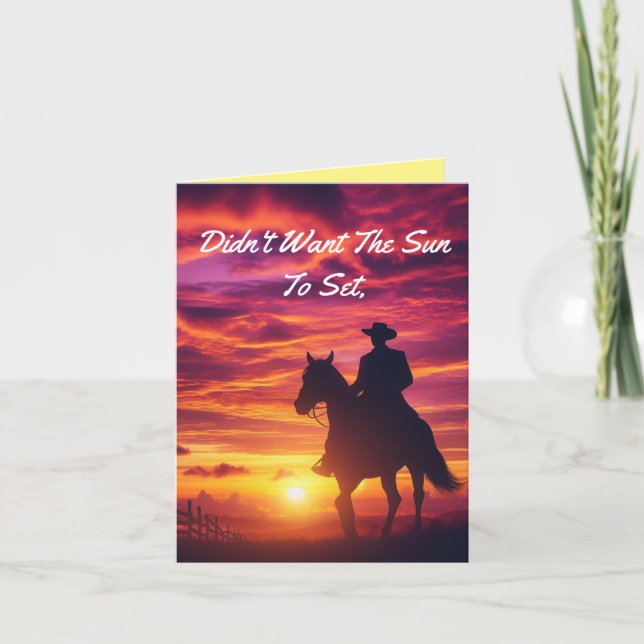 Cowboy Silhouette Birthday Greeting Card Kort (Framsida)