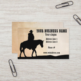 Cowboy Silhouette Horse Supplies träning Boarding Visitkort