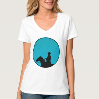 Cowboy Silhouette on Turquoise T Shirt