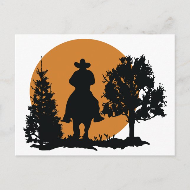 Cowboy Silhouette Vykort (Framsida)