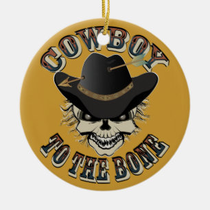 Cowboy Skalle Julgransprydnad Keramik