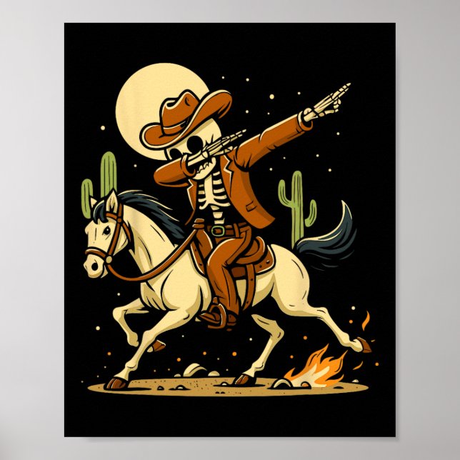 Cowboy Skeleton Dabbing Shirt Poster (Framsidan)