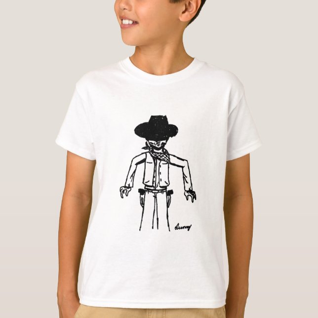 Cowboy Sketch Kids Basic T-Shirt - mer FÄRG! (Framsida)