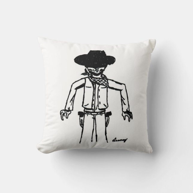 Cowboy Sketch Pillow Kudde (Framsida)