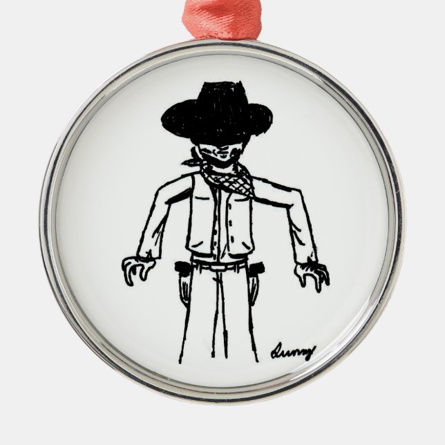 Cowboy Sketch Round Ornament (Framsidan)