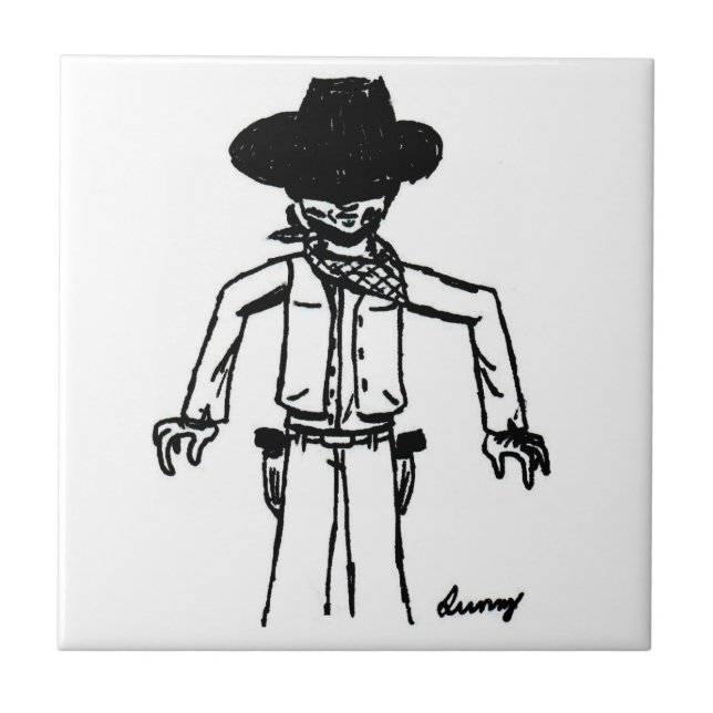 Cowboy Sketch Tile Kakelplatta (Framsidan)
