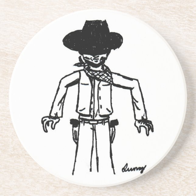 Cowboy Sketch Underlägg Sandsten (Framsidan)