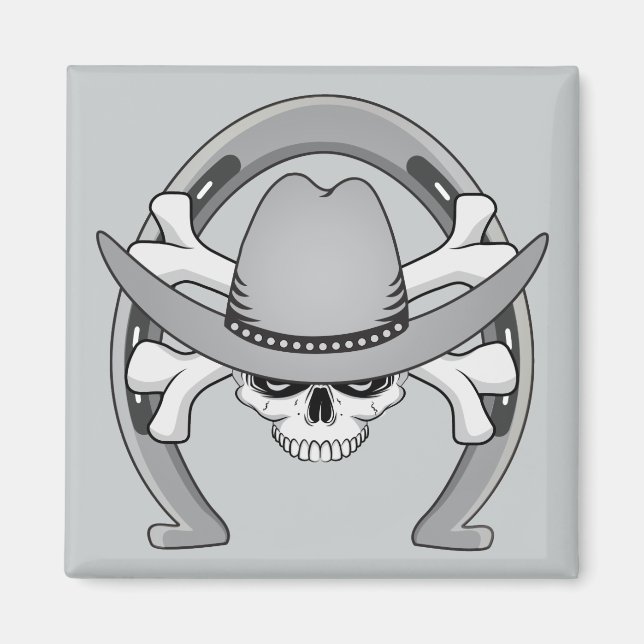 Cowboy Skull Horseshoe Magnet (Framsidan)
