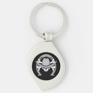 Cowboy Skull Horseshoe Swirl Silverfärgad Nyckelring