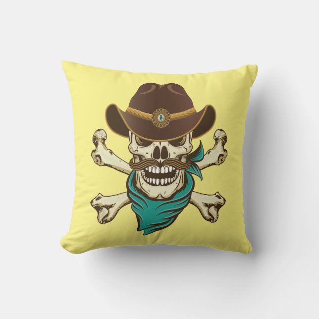 Cowboy Skull och Crossbone Kudde (Framsida)