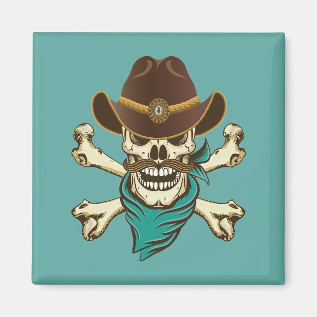 Cowboy Skull och Crossbone Magnet (Framsidan)