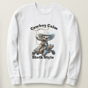 Cowboy Sloth Wrangler Tröja - Avslappnad livsstil Lång Ärmad Tröja