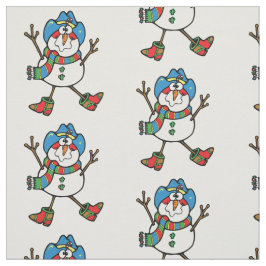 Cowboy Snögubbe Helgdag Fabric Tyg