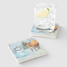 Cowboy Snögubbe jul Stenunderlägg