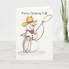 Cowboy Snögubbe-julkort Kort