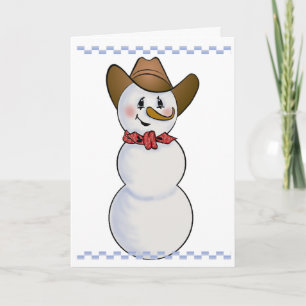 Cowboy Snögubbe med Red Bandana Helgkort