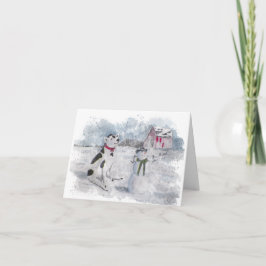 Cowboy Snöman Vikad Julkort Kort
