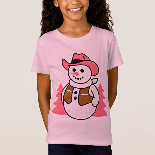 Cowboy Snowman Christmas Design – Western Holiday  T Shirt (Framsida)
