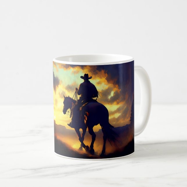 Cowboy Solnedgång Pensionering Kaffemugg (Framsida höger)