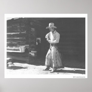Cowboy som äter från en Peter Pan peanutbutter Poster