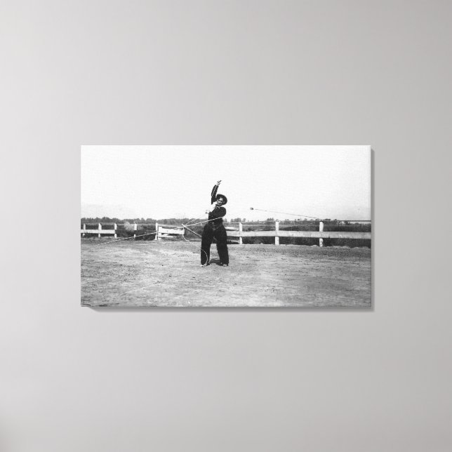 Cowboy som företar sin lassokompetens canvastryck (Framsida)