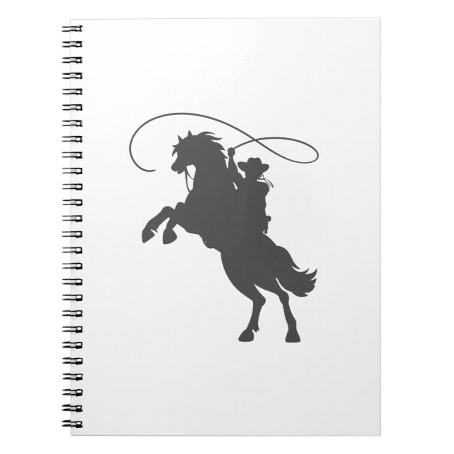 cowboy som kastar lasso och rider upp häst anteckningsbok (Framsidan)