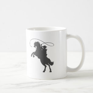 cowboy som kastar lasso ridande häst kaffemugg