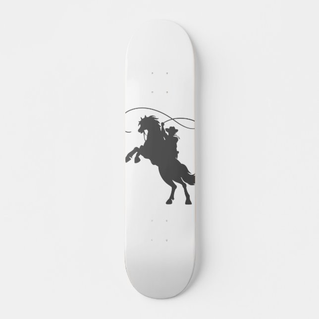cowboy som kastar lasso ridande häst mini skateboard bräda 18,5 cm (Framsida)