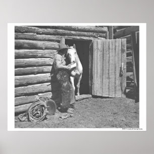 Cowboy som läser brev poster