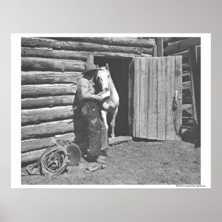 Cowboy som läser brev poster