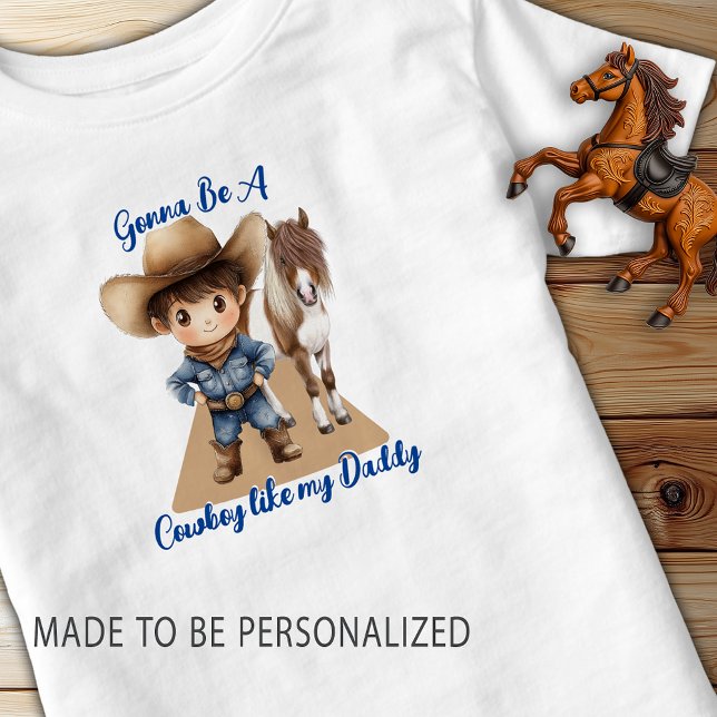 Cowboy som pappa Cute Pony T Shirt (Gonna Be A Cowboy like my Daddy toddler t-shirt)