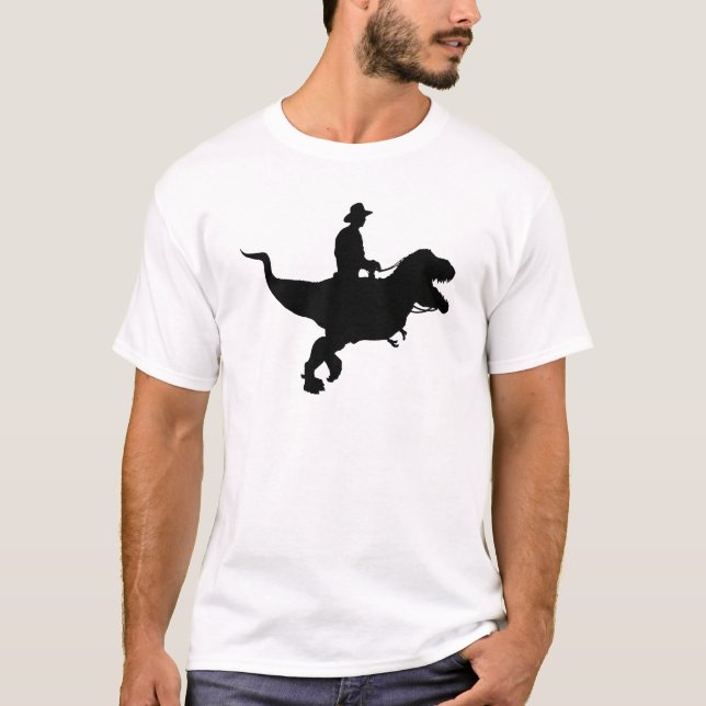 Cowboy som rider den T-Rex T-tröja T-shirt (Framsida)