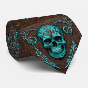 Cowboy Southwest Brown Teal Sugar Skull Slips