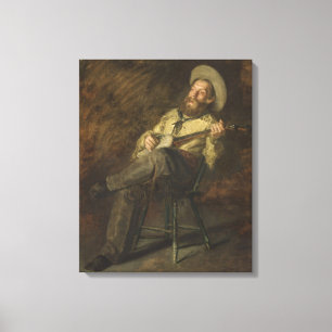 Cowboy spelar Banjo och Singing Land Music Canvastryck