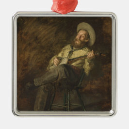 Cowboy spelar Banjo och Singing Land Music Julgransprydnad Metall