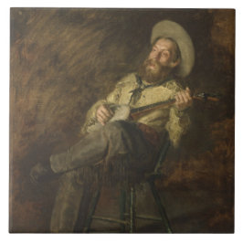 Cowboy spelar Banjo och Singing Land Music Kakelplatta