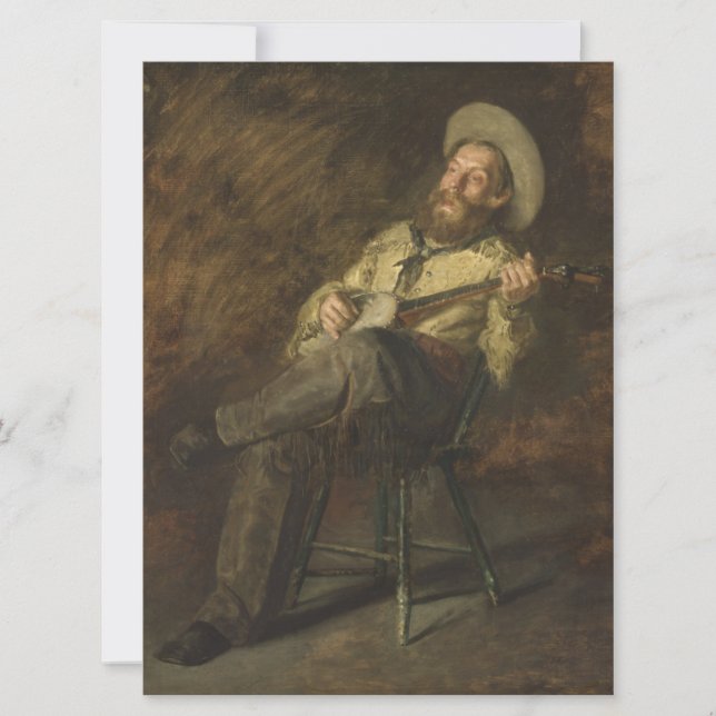 Cowboy spelar Banjo och Singing Land Music Kort (Framsida)