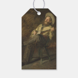 Cowboy spelar Banjo och Singing Land Music Presentetikett