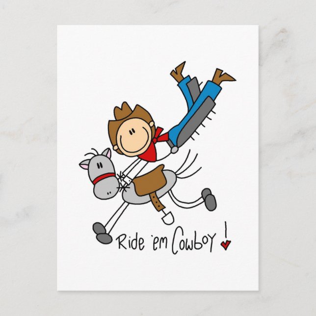 Cowboy Stick figur Tshirts och presenter Vykort (Framsida)