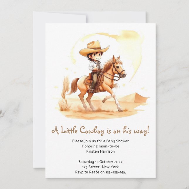 Cowboy-Stil Rustic Boy Shower Inbjudningar (Framsida)