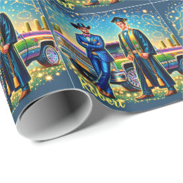 Cowboy Studenten Guy med Pickupa Lastbil Anpassnin Presentpapper