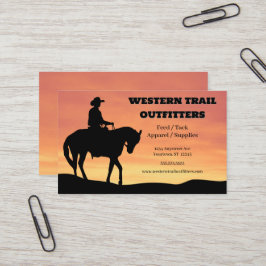 Cowboy Sunset Horse Supplies Training Boarding Visitkort