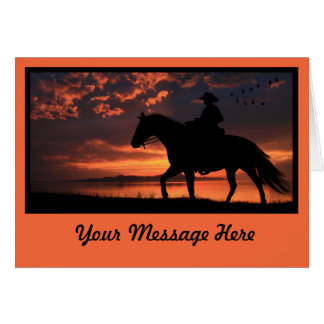 Cowboy Sunset i orange Hälsningskort