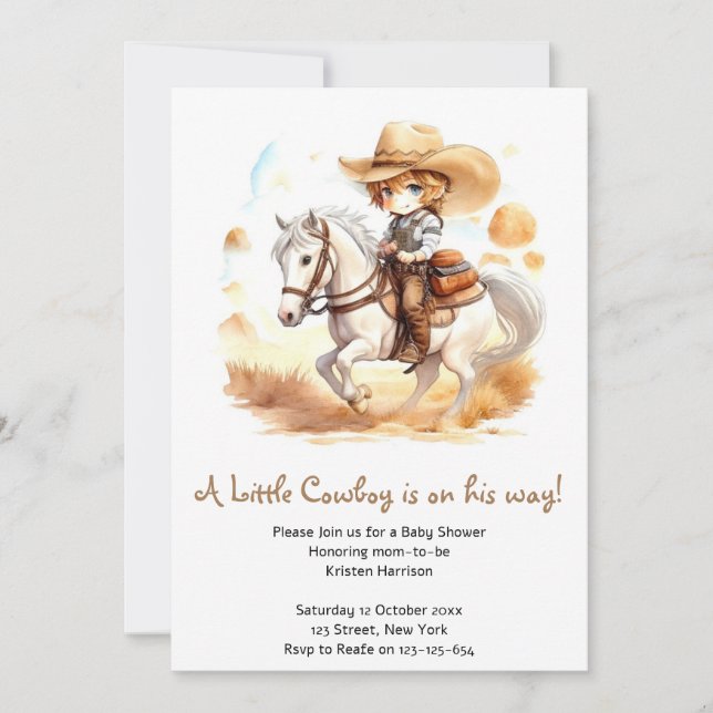 Cowboy Tales: Rustic Vilda western Baby Shower Inbjudningar (Framsida)