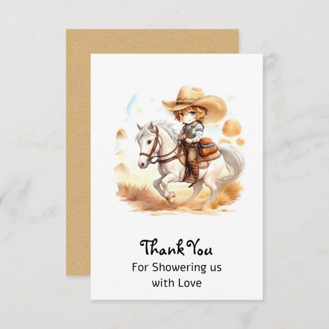 Cowboy Tales: Rustic Vilda western Baby Shower Tack Kort (Fram/baksida)