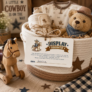 Cowboy Teddy Bear Visar Baby Shower Tilläggskort