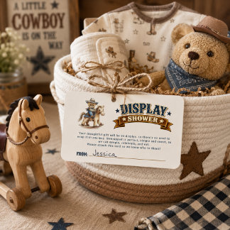 Cowboy Teddy Bear Visar Baby Shower Tilläggskort